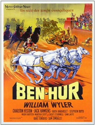 Framed Ben Hur Chariot Horses Print