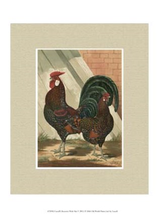 Framed Cassell&#39;s Roosters with Mat V Print