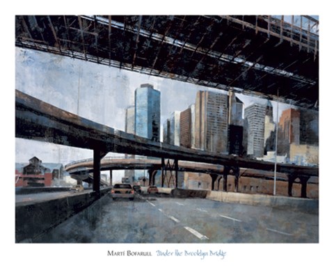 Framed Under the Brooklyn Bridge Print