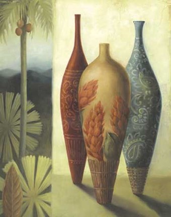 Framed South of Paradise Vases I Print