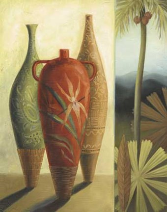 Framed South of Paradise Vases II Print