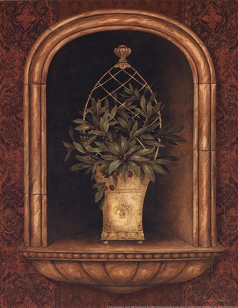 Framed Olive Topiary Niches II - special Print