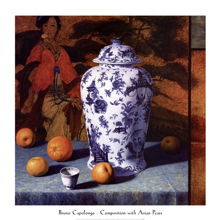 Framed Composition with Asian Pears (Contemporary Still-Life #25) Print