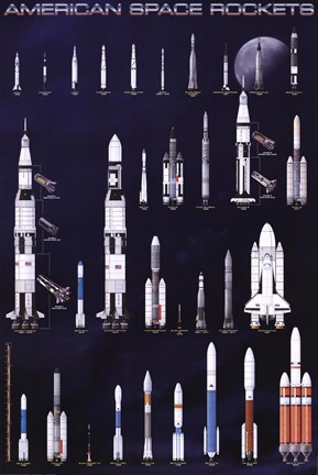 Framed American Space Rockets Print