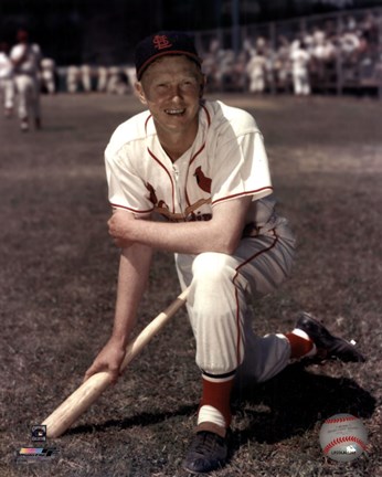 Framed Red Schoendienst - Kneeling with bat Print