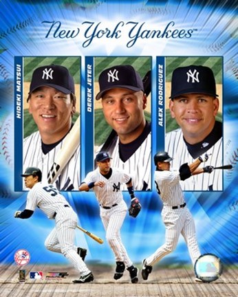 Framed 2004 Yankees &quot;Big3&quot;- HITTERS Print
