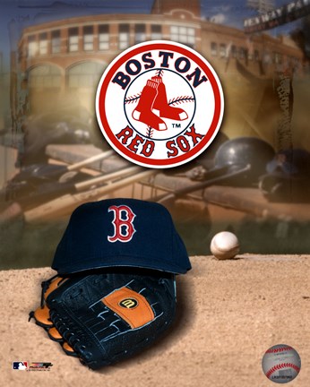 Framed Red Sox - &#39;04 Logo &amp; Cap Print