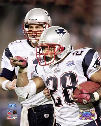 Framed Corey Dillon &amp; Tom Brady - Super Bowl XXXIX - celebrating 4th quarter touchdown Print