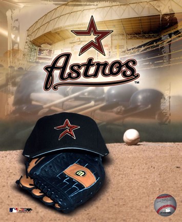 Framed Houston Astros - &#39;05 Logo / Cap and Glove Print