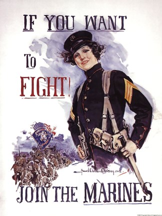 Framed If You Want to Fight! Join the Marines Print