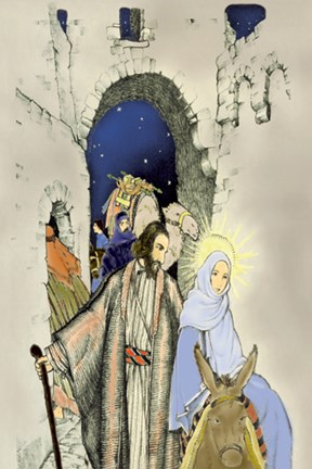 Framed Joseph and Mary Entering Bethlehem Print