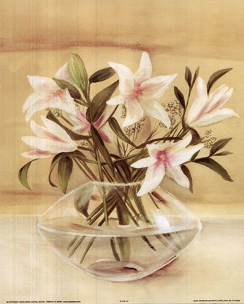 Framed White Pink Lilies In Vase Print