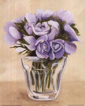 Framed Blue Roses In Vase Print