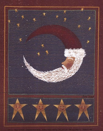 Framed Crescent-Moon Santa Print