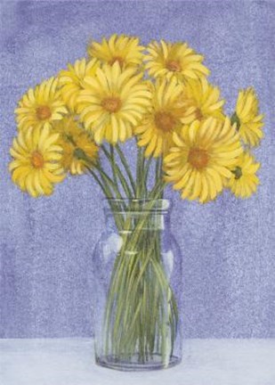 Framed Yellow Daisies In Vase Print