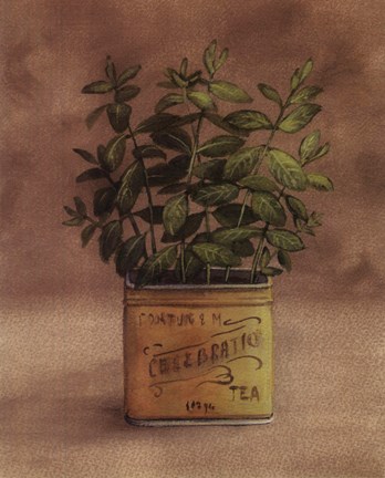 Framed Plant In Yellow Tea Can Print