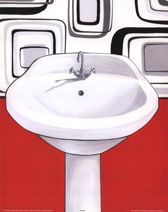 Framed Sink With Red Wall Print