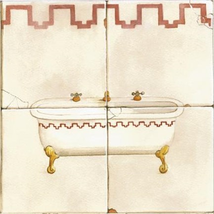 Framed Bathtub With Red Design Print
