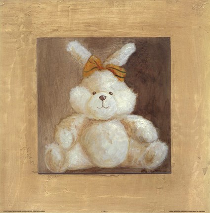 Framed White Bunny With Yellow Bow Print