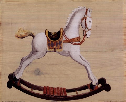 Framed White Rocking Horse Print