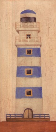 Framed Lighthouse With Blue Fence Print