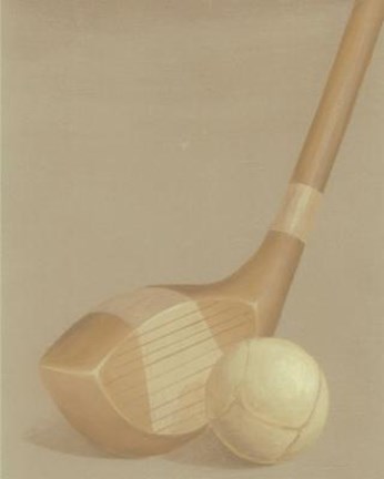 Framed Wooden Golf Club Ball Print