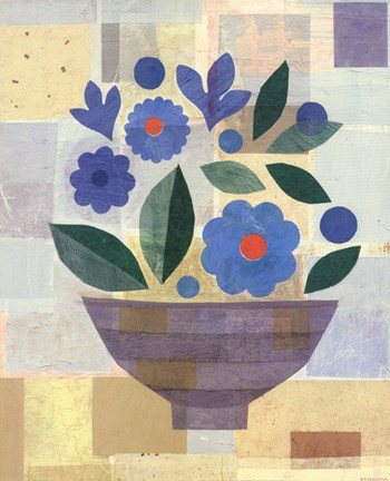 Framed Blue Flower Vase Print