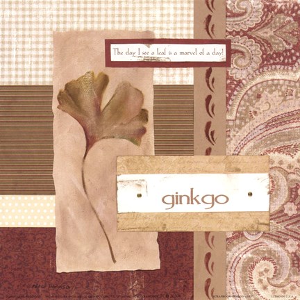 Framed Scrapbook Gingko Leaf Print