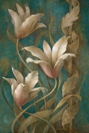 Framed Tulips on Teal Print