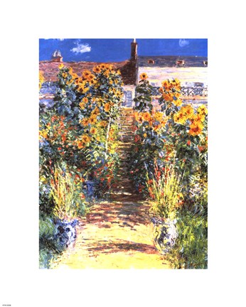 Framed Artist&#39;s Garden at Vetheuil Print