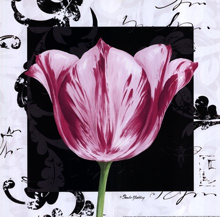 Framed Damask Tulip I Print
