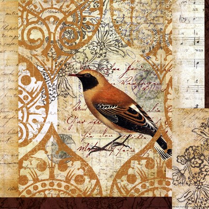 Framed Bird Collage Study II Print