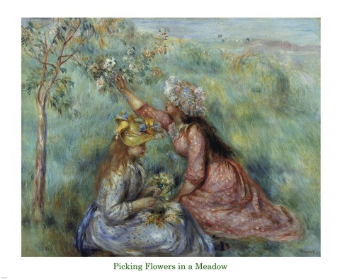 Framed Girls Picking Flowers in a Meadow, c.1890 Print