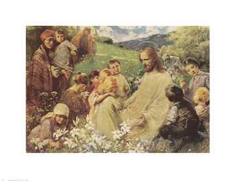 Framed Christ and the Little Children Print
