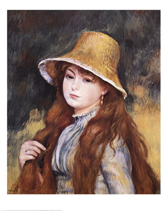Framed Girl and Golden Hat Print