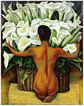 Framed Nude with Calla Lilies Print