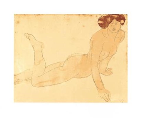 Framed Femme nue allongee sur le ventre (serigraph) Print