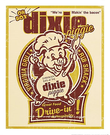 Framed Dixie Piggie Drive-in Print