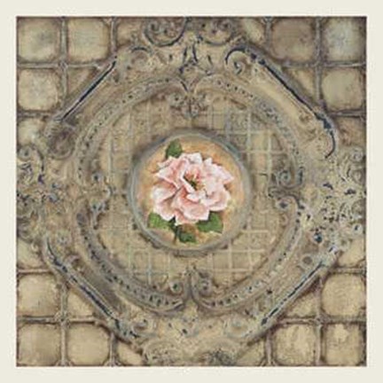 Framed Victorian Tile-Rose Print