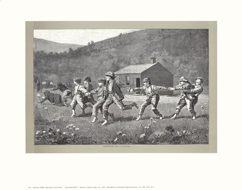 Framed Snap the Whip, c.1872 (B&amp;W) Print