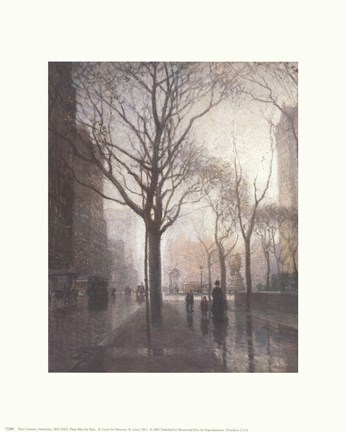 Framed Plaza After The Rain Print