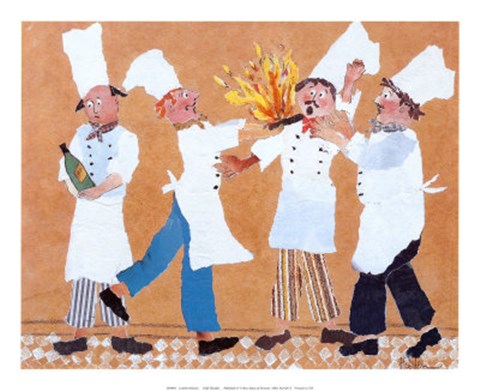 Framed Chefs with Burning Pan Print