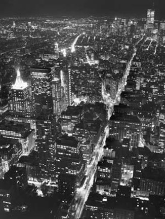 Framed Night View of Lower Manhattan Print