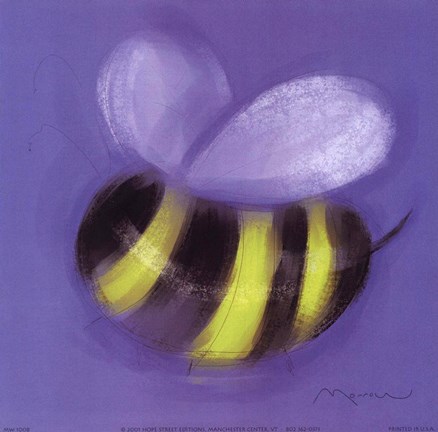 Framed Bee On Blue Print