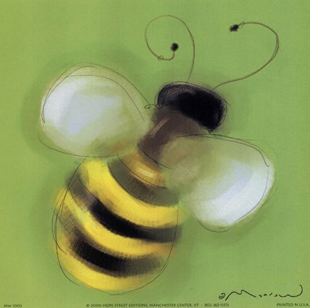 Framed Bee On Green Print