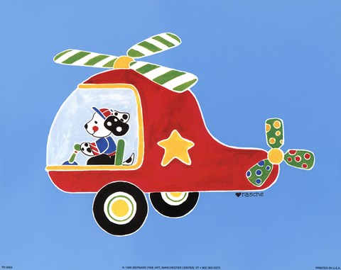 Framed Dog in Helicopter Print