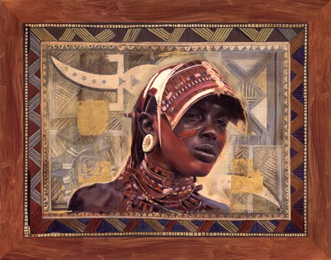 Framed African Warrior I Print