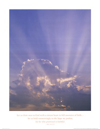 Framed Clouds With Sun Rays - Vertical Print