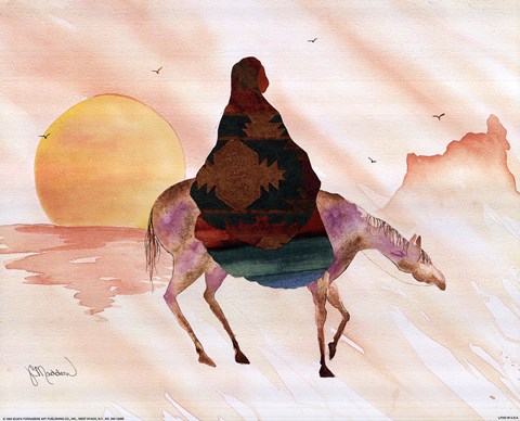 Framed On Horse At Sunrise Print