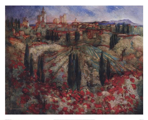 Framed Fleur Rouge En Provence Print